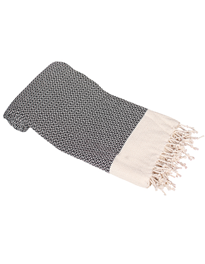 Hamam-Handtuch Kemer Black / Cream 100 x 180 cm