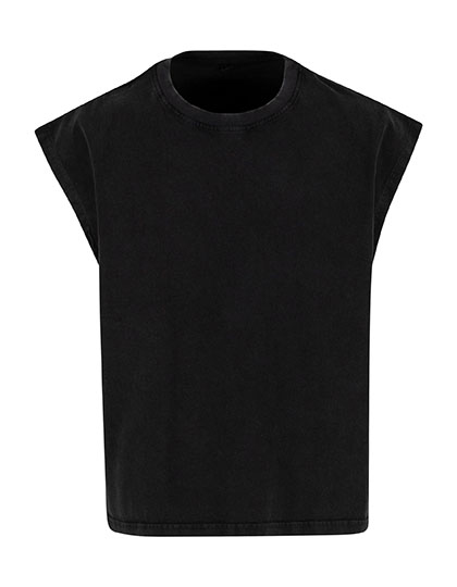 Build Your Brand Vintage Cropped Heavy Sleeveless Tee Black 5XL