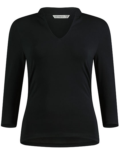 Regular Fit Mandarin Collar Top 3/4 Sleeve Black 3XL/4XL (20-22)