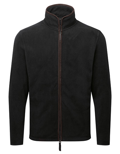 Men´s ´Artisan´ Fleece Jacket Black (ca. Pantone Black C) / Brown (ca. Pantone 4975C) 3XL