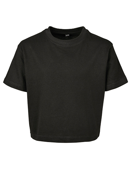 Build Your Brand Mädchen Cropped Jersey Tee Black 158/164
