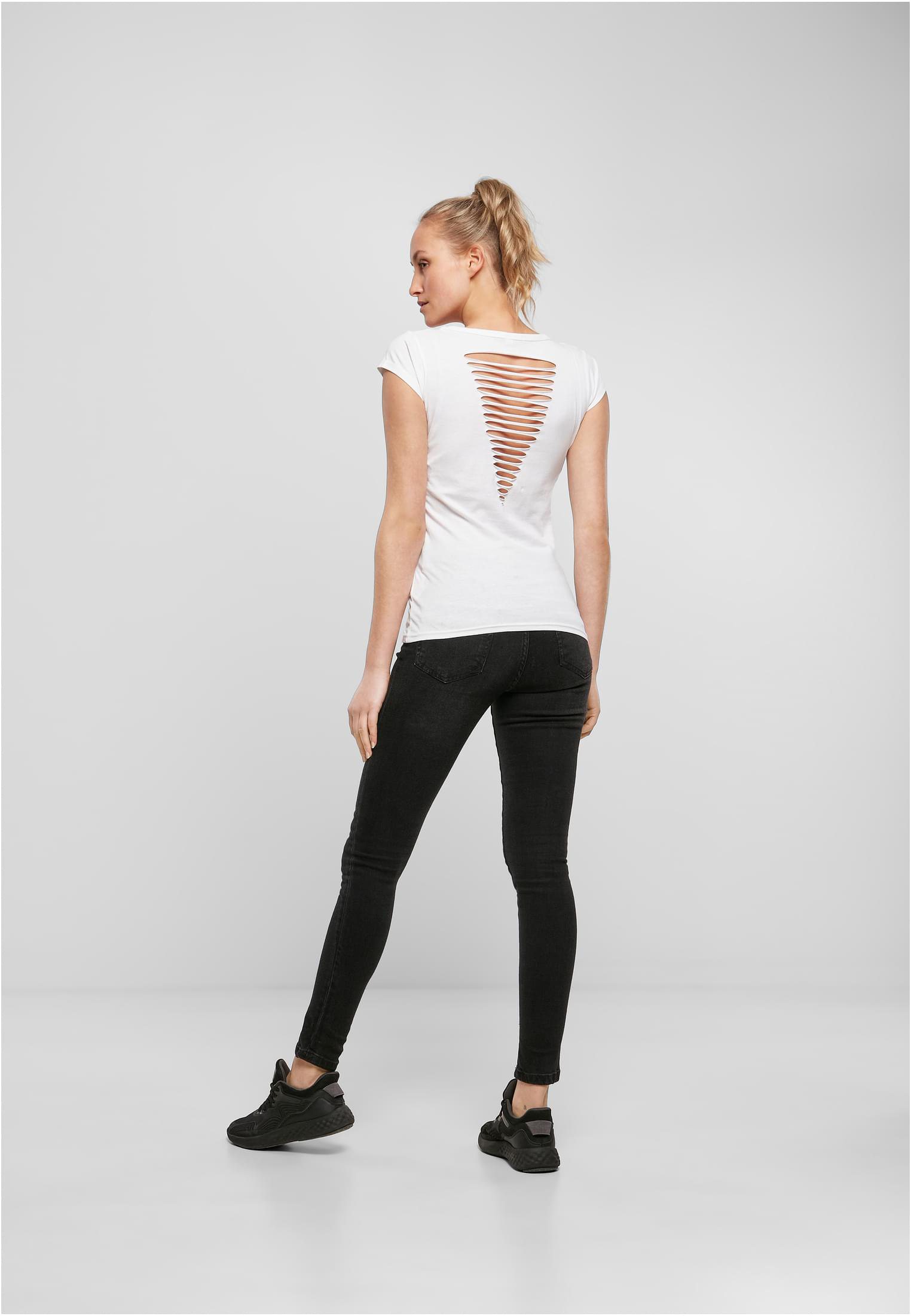Build Your Brand Damen Back Cut Tee