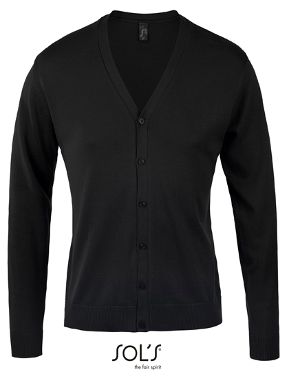 Men´s Golden V-Neck Knitted Cardigan Black XXL