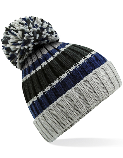 Beechfield Hygge Striped Beanie Blue Steel