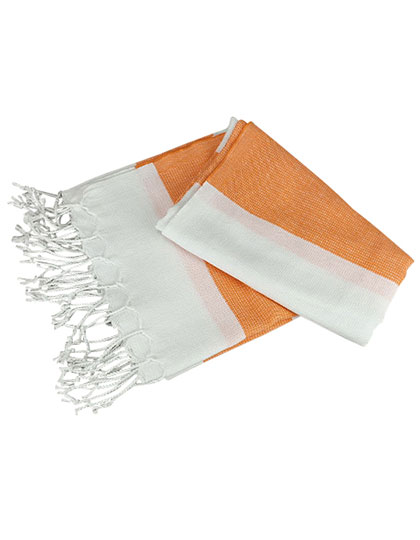 Hamamzz® Handtuch Antalya White / Bright Orange 95 x 170 cm