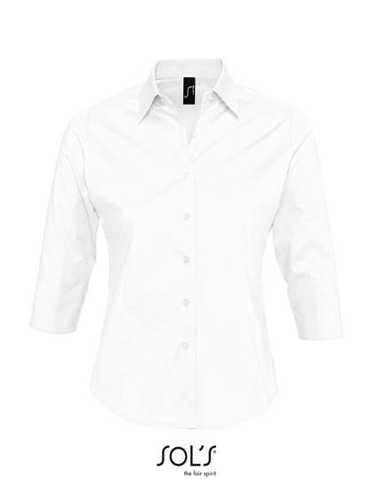 Women´s Stretch-3/4-Sleeve Blouse Effect White XXL