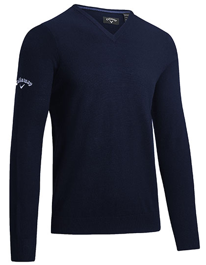 Men´s V-Neck Merino Sweater Dark Navy 3XL