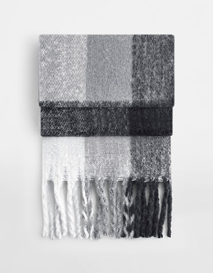 Beechfield Fluffy Check Scarf Grey Check