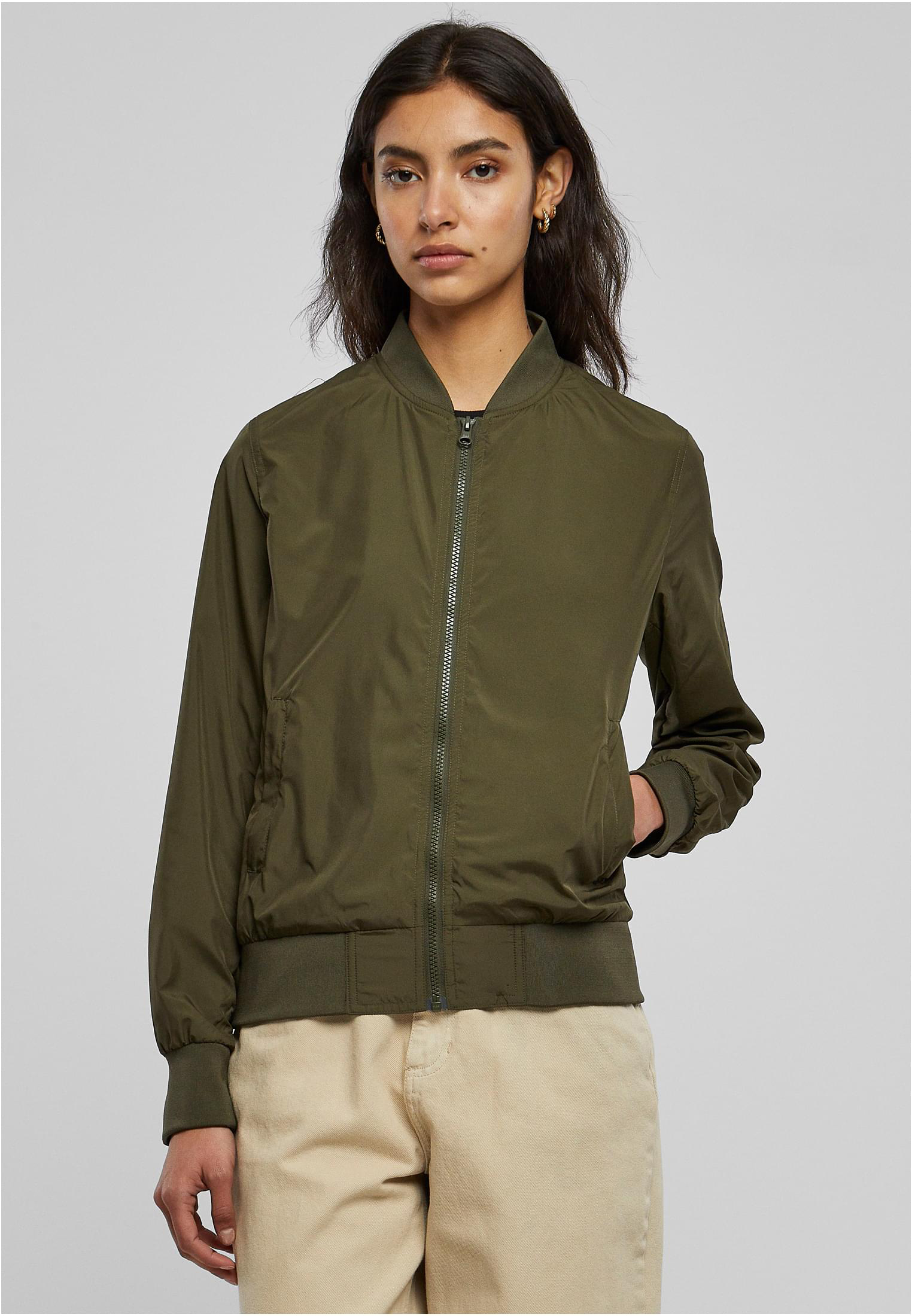 Build Your Brand Damen Nylon Bomber Jacket