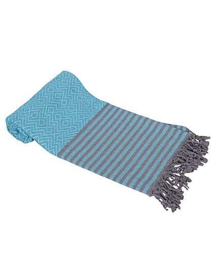 Hamam-Handtuch Kusadasi Aqua Blue / Grey 100 x 180 cm