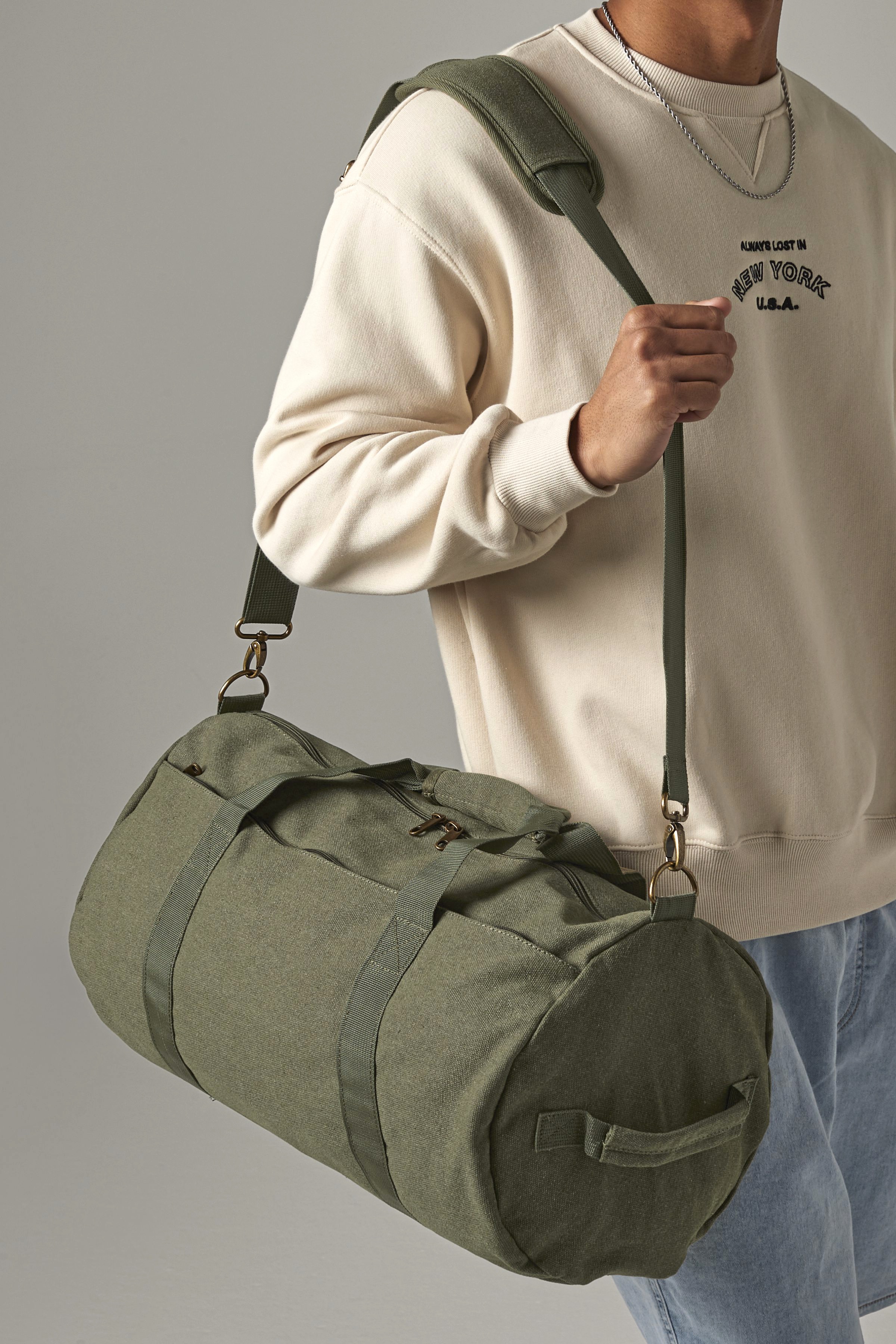 Vintage Canvas Barrel Bag