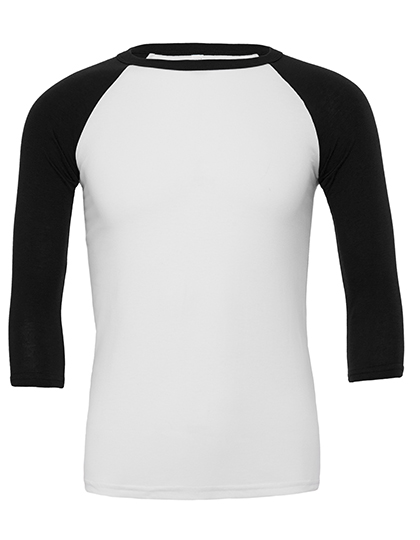 Unisex 3/4 Sleeve Baseball T-Shirt White / Black XXL