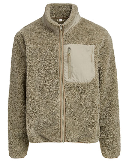 Build Your Brand Bonded Sherpa Jacket Pale Olive 5XL
