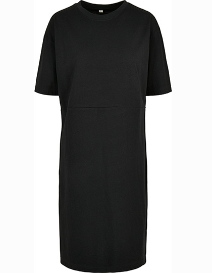 Build Your Brand Damen Organic Oversized Slit Tee Dress Black 5XL