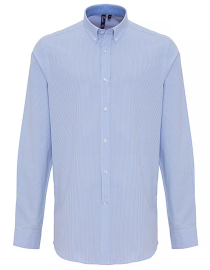Men´s Cotton Rich Oxford Stripes Shirt White / Oxford Blue (ca. Pantone 7453C) 3XL