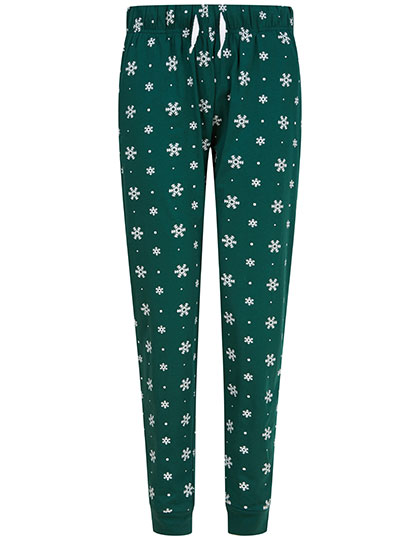 Women´s Cuffed Lounge Pants Bottle / White Snowflakes XXL