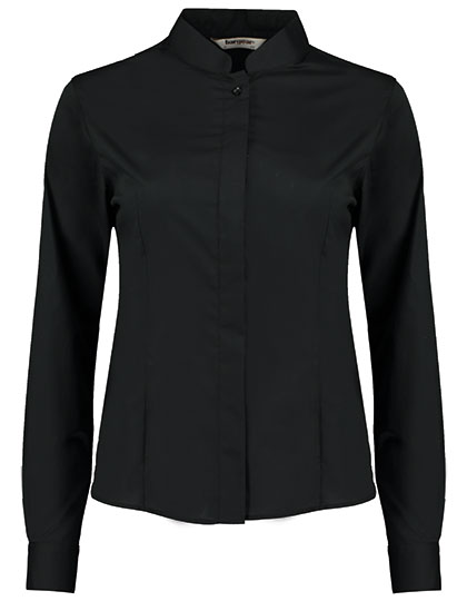 Women´s Tailored Fit Shirt Mandarin Collar Long Sleeve Black 46 (3XL/20)