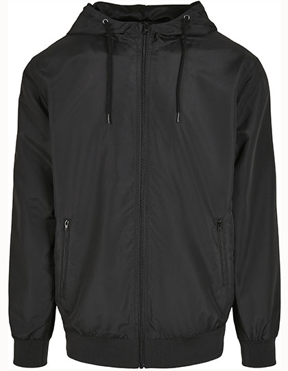 Build Your Brand Recycled Windrunner Black / Black 5XL