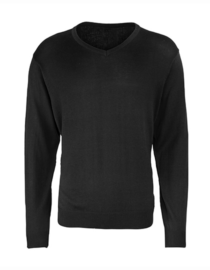 Men´s V-Neck Knitted Sweater Black (ca. Pantone Black C) 5XL (24)