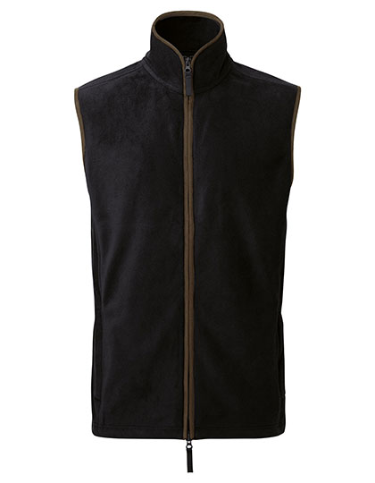 Men´s ´Artisan´ Fleece Gilet Black (ca. Pantone Black C) / Brown (ca. Pantone 4975C) 3XL