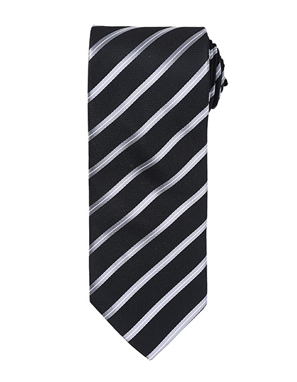 Sports Stripe Tie Black (ca. Pantone Black C) / Silver (ca. Pantone Cool Gray 7C) One Size