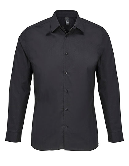 Men´s Poplin Shirt Long Sleeve Bailey Black XXL