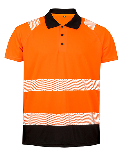 Recycled Safety Polo Shirt Fluorescent Orange / Black 4XL/5XL