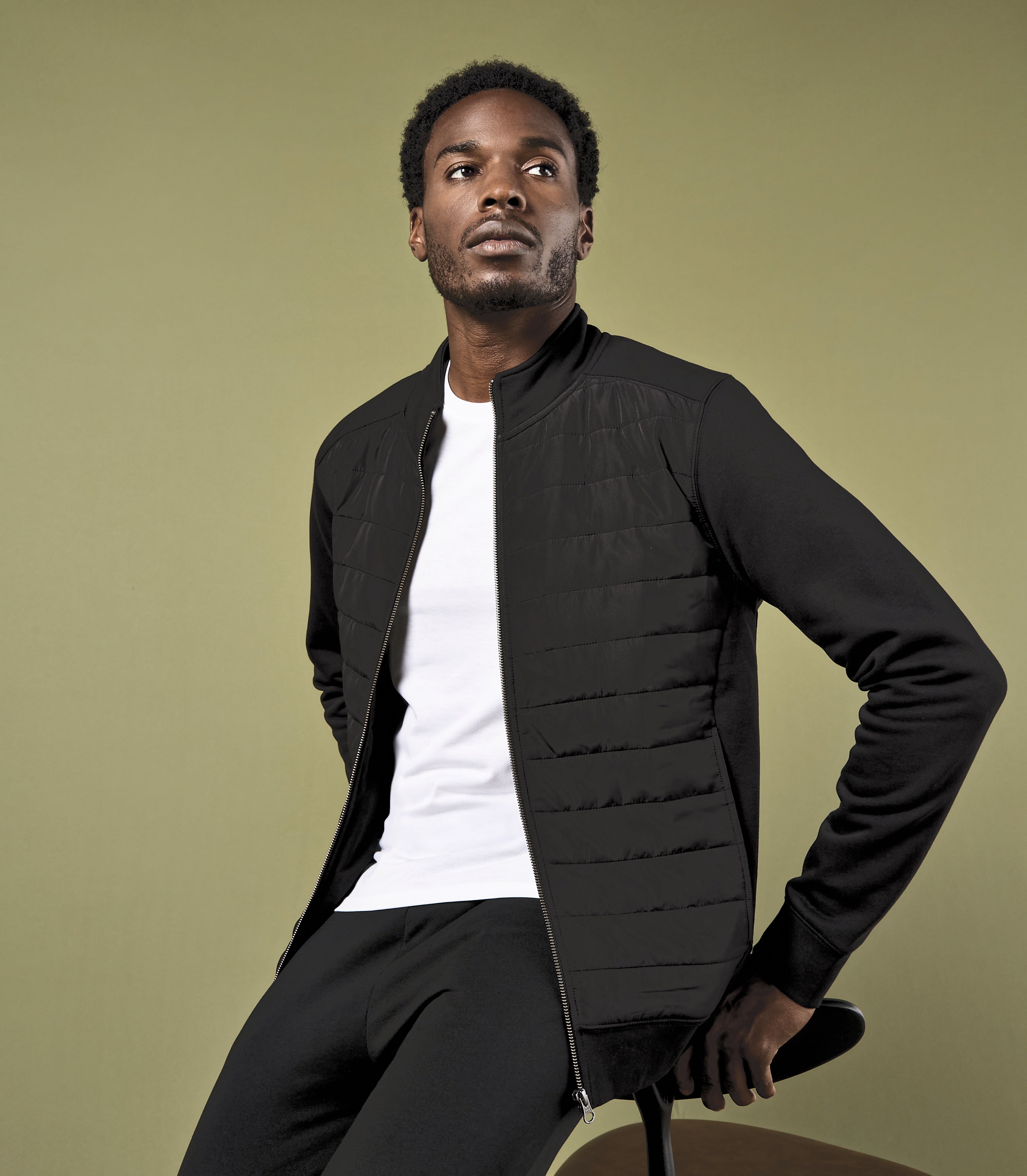 Regular Fit Quilted Full Zip Sweatshirt