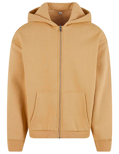 Build Your Brand Fluffy Zip Hoody U. Beige 5XL