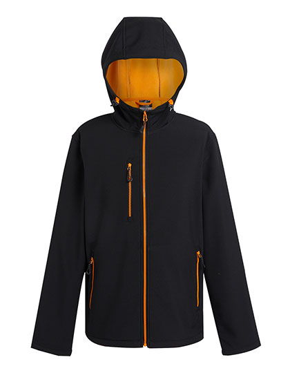 Navigate 2-Layer Hooded Softshell Jacket Black / Orange Pop 3XL