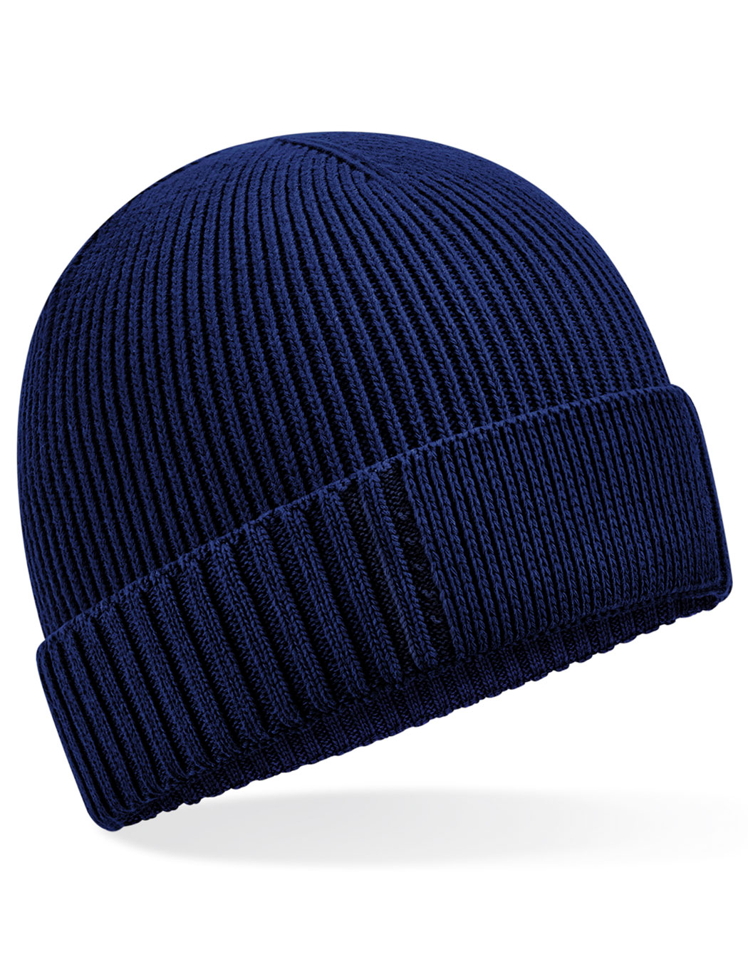Beechfield Organic Cotton Engineered Patch Beanie Oxford Navy