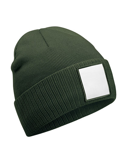 Beechfield Appliqué Patch Beanie Olive Green