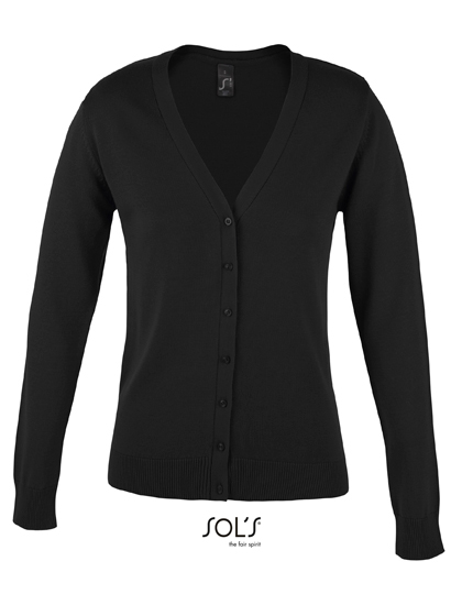Women´s Golden V-Neck Knitted Cardigan Black XXL