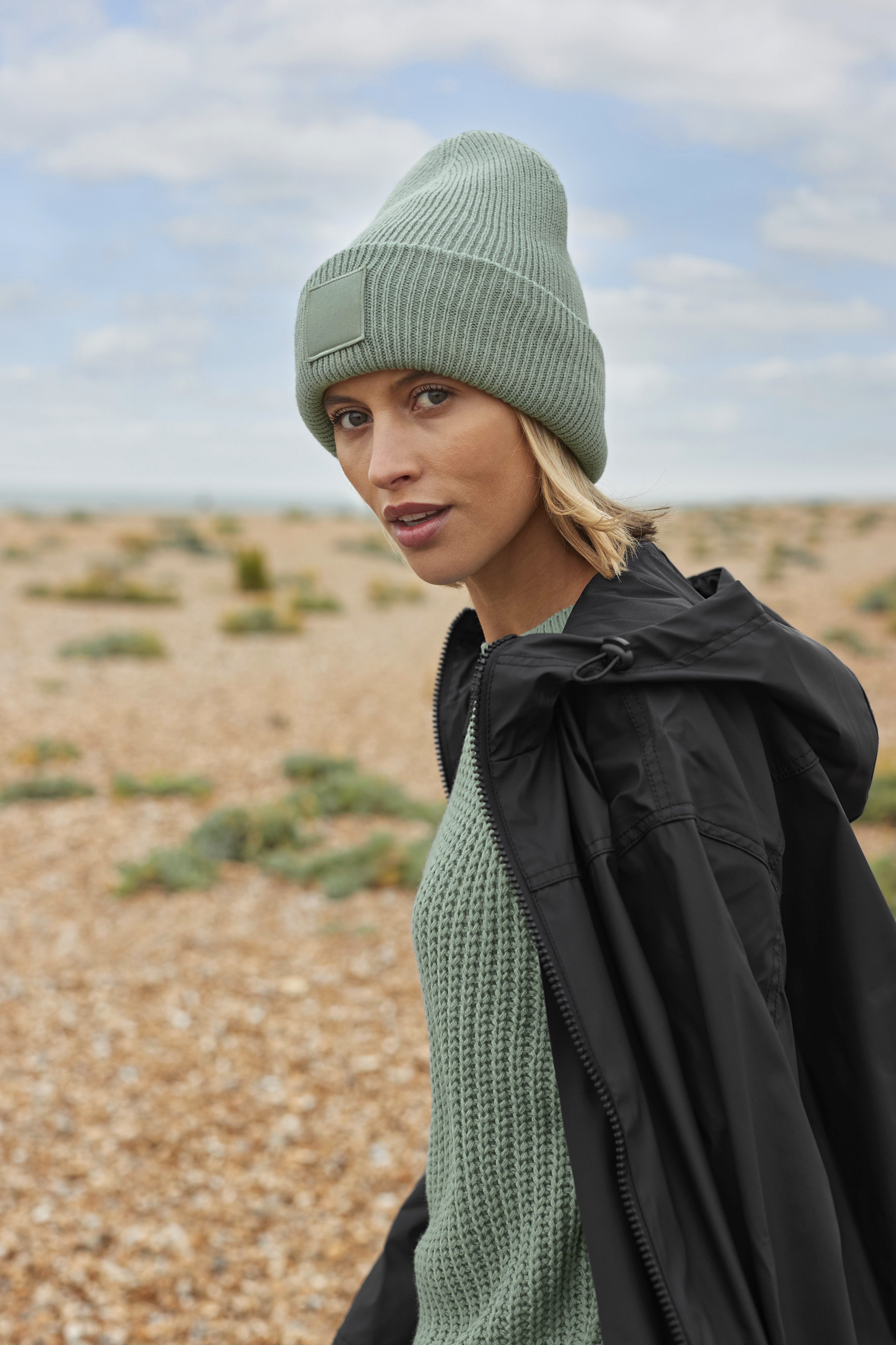 Beechfield Deep Cuffed Tonal Patch Beanie