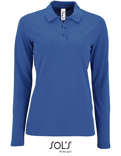 Women´s Long-Sleeve Piqué Polo Shirt Perfect Royal Blue 241 XXL
