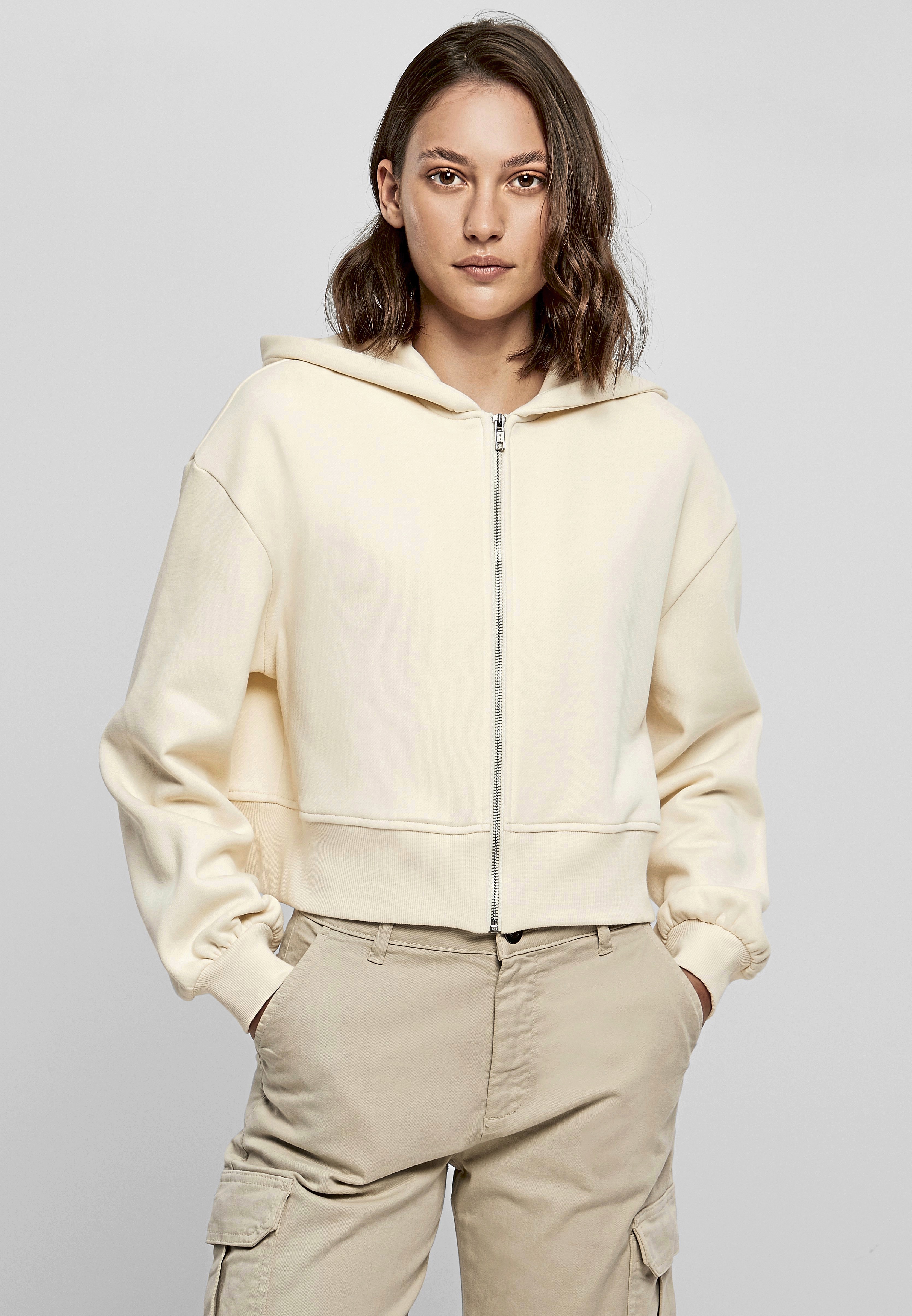 Build Your Brand Ladies Short Oversized Zip Jacket