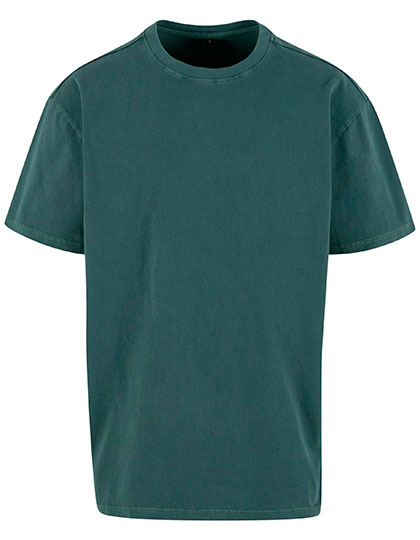 Build Your Brand Acid Washed Heavy Oversize Tee Bottle Green 5XL