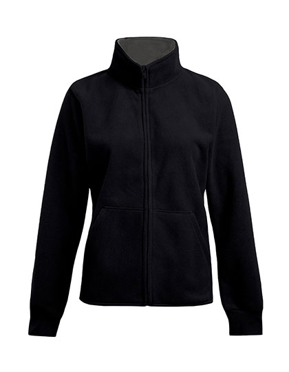 Women´s Double Fleece Jacket Black / Light Grey (Solid) 3XL