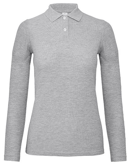 Women´s Long Sleeve Polo ID.001 Heather Grey M