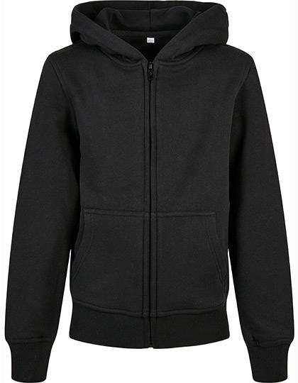 Build Your Brand Kinder Organic Basic Zip Hoody Black 158/164