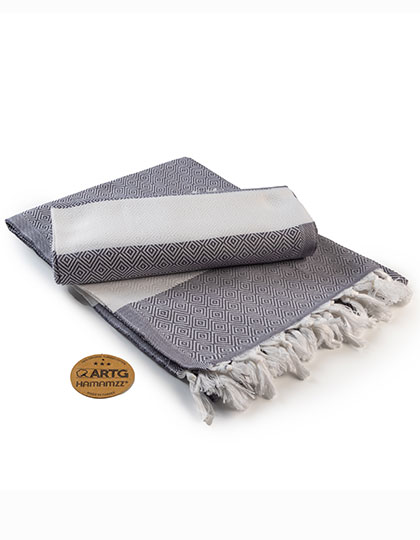 Hamamzz® Marmaris DeLuxe Handtuch Graphite / White 100 x 180 cm