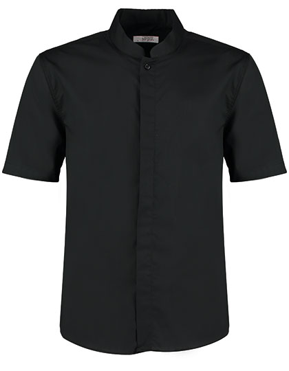 Men´s Tailored Fit Mandarin Collar Shirt Short Sleeve Black 45/47 (XXL/18-18H)