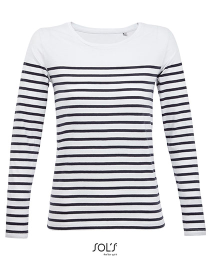 Women´s Long Sleeve Striped T-Shirt Matelot White / Navy XXL