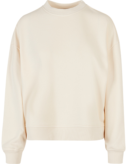 Build Your Brand Ladies Oversized Crewneck Sweatshirt White Sand 5XL