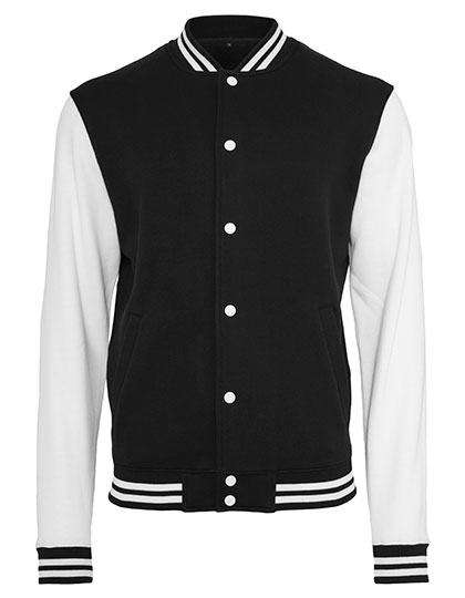 Build Your Brand Sweat College Jacket Black / White 5XL