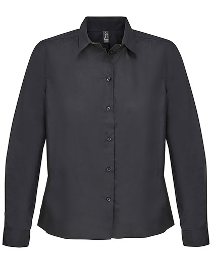Women´s Poplin Shirt Long Sleeve Bailey Black XXL