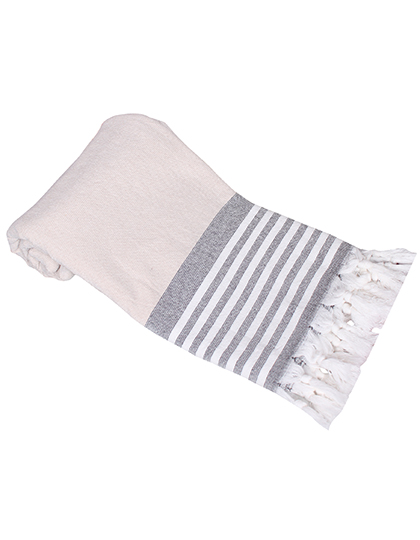 Hamam-Handtuch Istanbul mit Frottee-Rückseite Sand / White / Black 100 x 180 cm