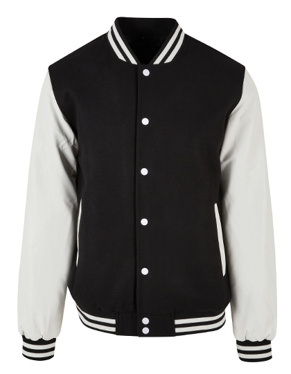 Build Your Brand Oldschool College Jacket Black / White 5XL