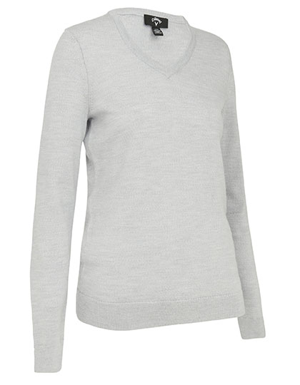 Ladies V-Neck Merino Sweater Pearl Blue XXL