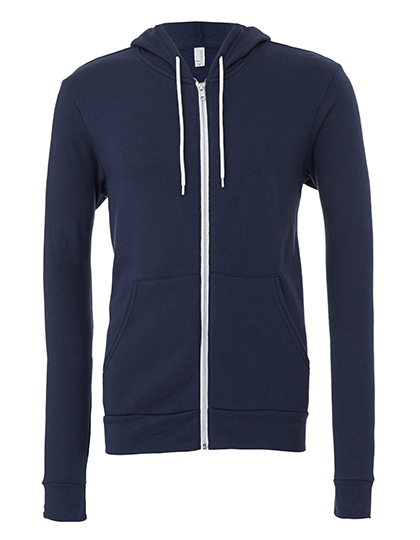 Unisex Poly-Cotton Fleece Full-Zip Hoodie Navy XXL